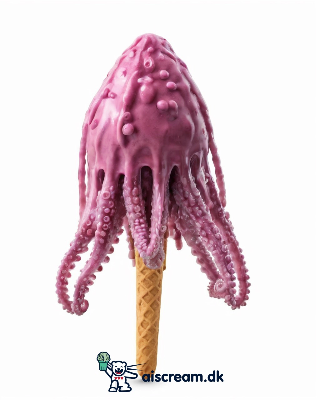 AI concept — a pink octopus on an ice cream cone.