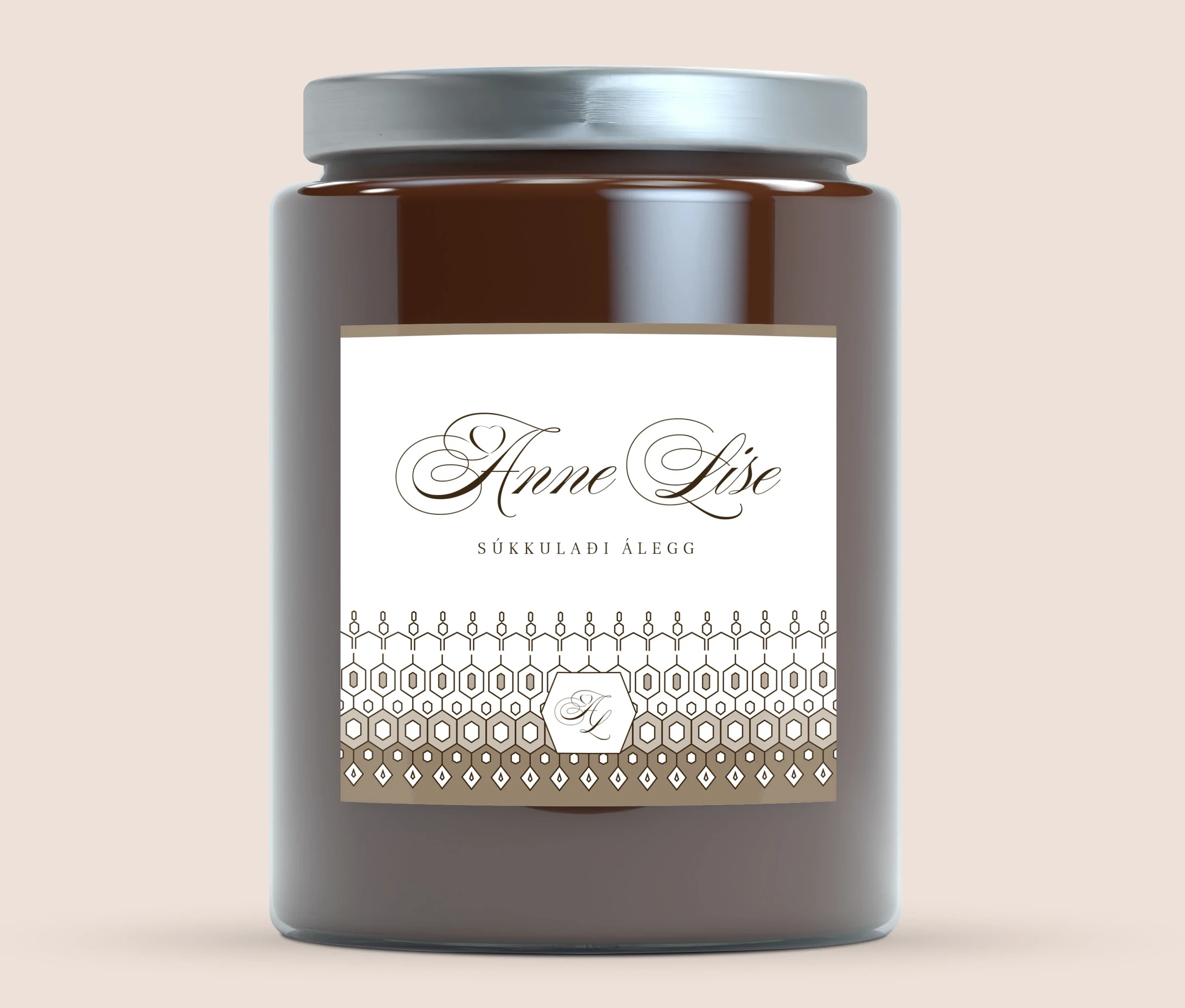 Chocolate-spread packaging with the signature, monogram and pattern.