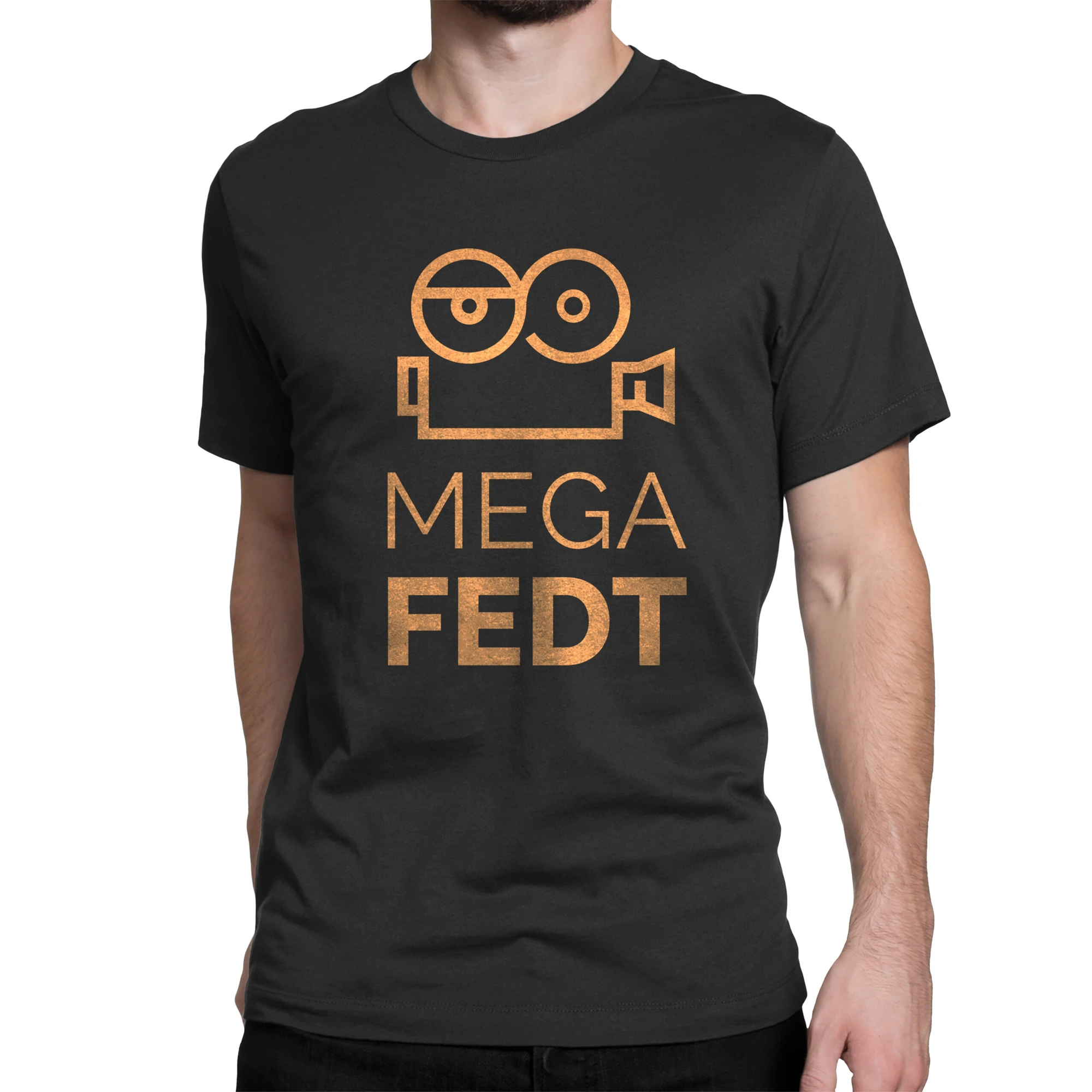 Mega Fedt T-shirt concept in gold.