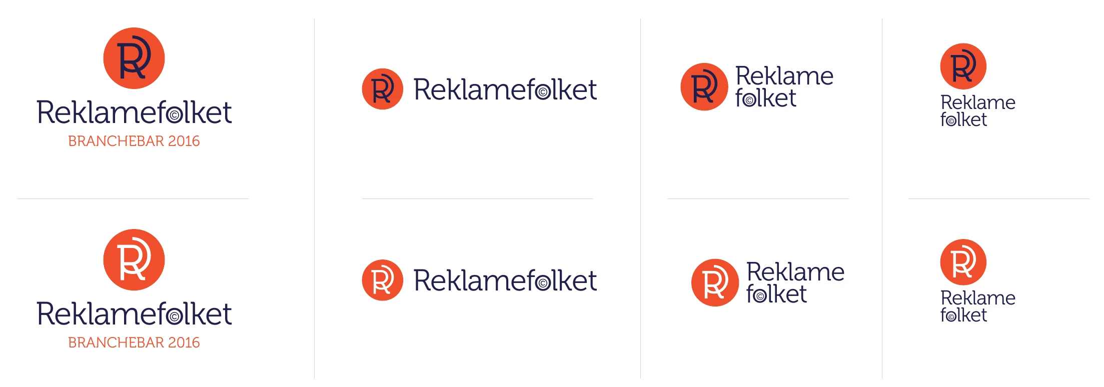 Original Reklamefolket monogram and wordmark lockups.