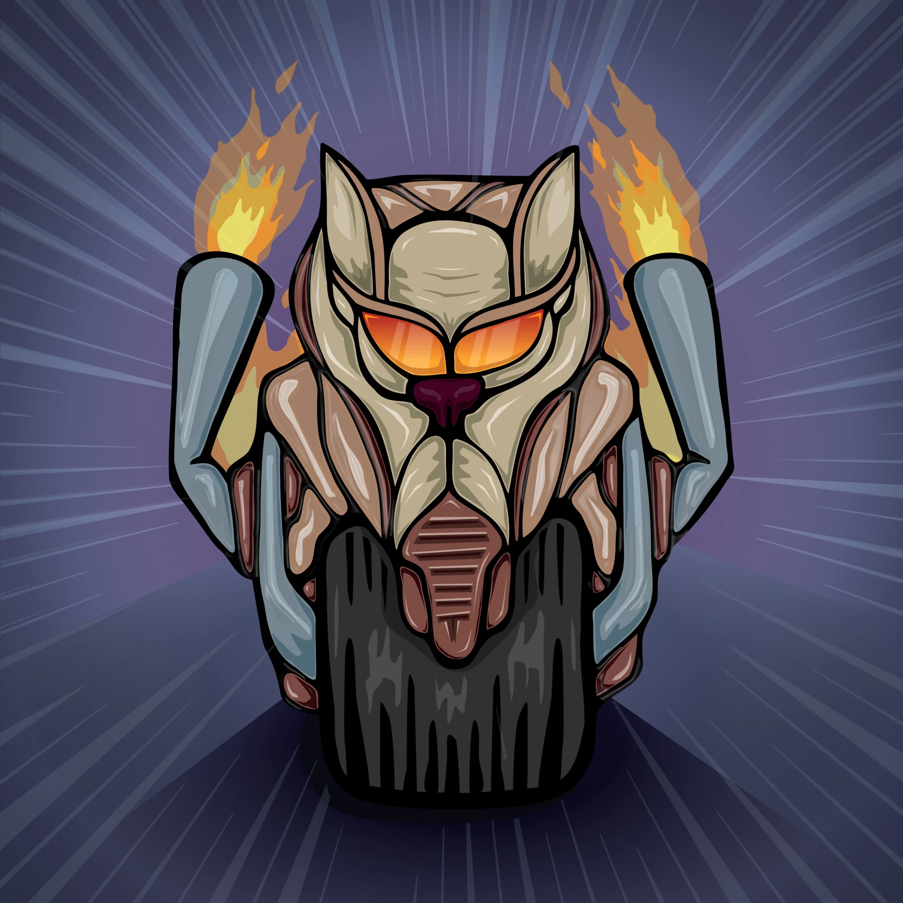 Moto Felidae — a cat and motorcycle character in vector form.