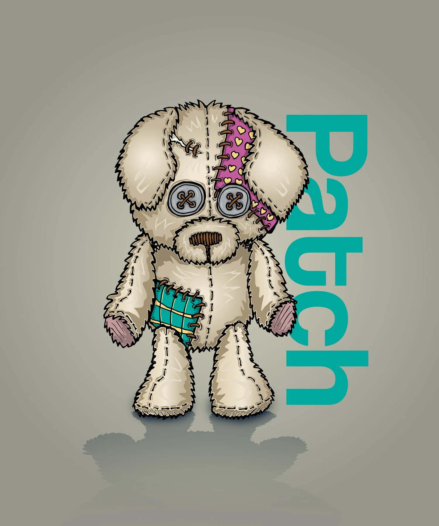 Patch — the stitched character illustration.