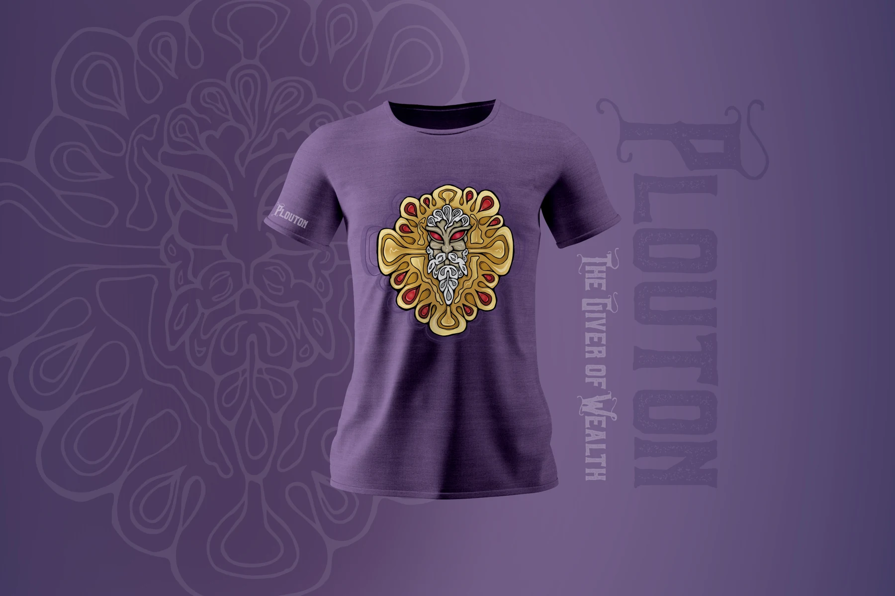 Plouton — the character carried onto a T-shirt concept.